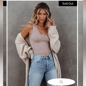 VICI | Seaboard Ribbed Knit Crop Tank Vintage Brown